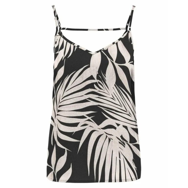 Débardeur noir imprimé tropical à bretelles fines Femme ONLY