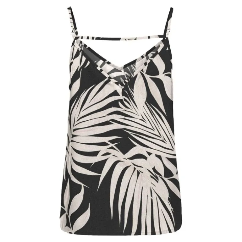 Débardeur noir imprimé tropical à bretelles fines Femme ONLY