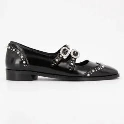 Derbies noires cuir à clous avec boucle à strass Femme SCOTCH AND SODA