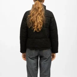 Doudoune noire zippée col montant effet tweed noir Femme DEELUXE 74