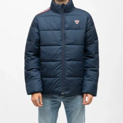 Doudoune unie avec bande colorée navy cesar col montant Homme ROSSIGNOL