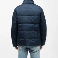 Doudoune unie avec bande colorée navy cesar col montant Homme ROSSIGNOL