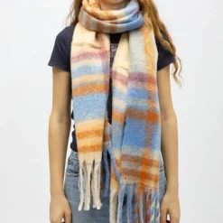 Echarpe à carreaux avec franges en laine 40x210 cm Femme GERARD PASQUIER