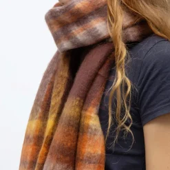 Echarpe à franges carreaux douce avec laine 40x210 cm Femme GERARD PASQUIER