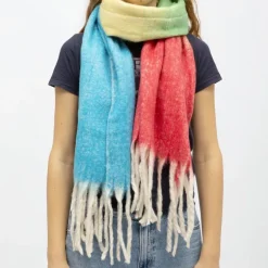 Echarpe avec franges tricolore en laine 50x200 cm Femme GERARD PASQUIER
