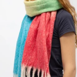 Echarpe avec franges tricolore en laine 50x200 cm Femme GERARD PASQUIER