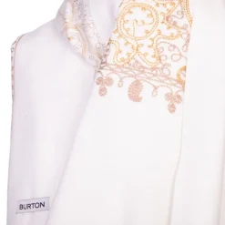 Echarpe blanche avec broderie beige jaune Lindsay 70x180cm Mixte BURTON OF LONDON