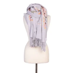 Echarpe brodé à fleurs Lindsay vert 70x180cm Mixte BURTON OF LONDON