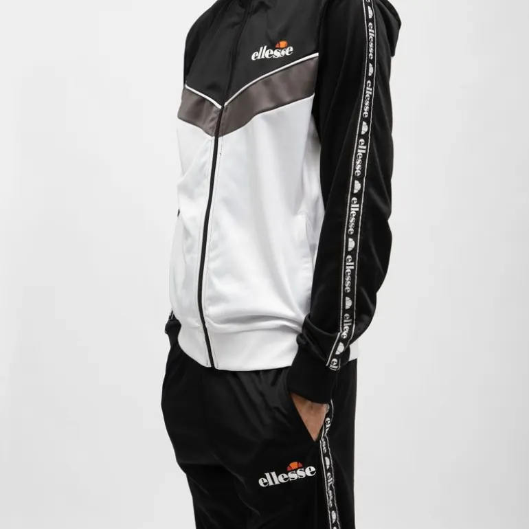 Ensemble jogging noir et veste zippée blanche avec bandes noires Homme ELLESSE
