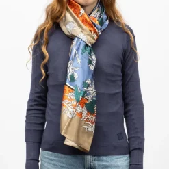 Foulard effet satiné à fleurs avec motif graphique 90x180cm Femme MANOUKIAN