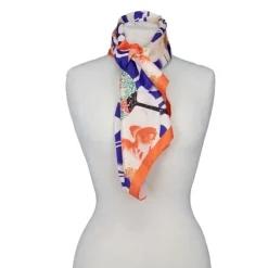 Foulard graphique aika blue imprimé poisson Femme DEELUXE 74