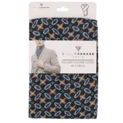 Foulard toucher coton imprimé 60x180 cm Homme BILL TORNADE