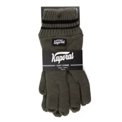 Gants en maille noir à rayures aux poignets Homme KAPORAL