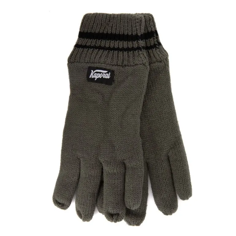 Gants en maille noir à rayures aux poignets Homme KAPORAL