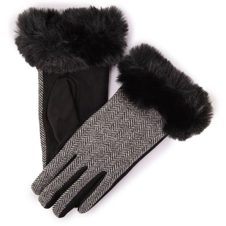 Gants fourrés motif à chevron fin Femme BILL TORNADE