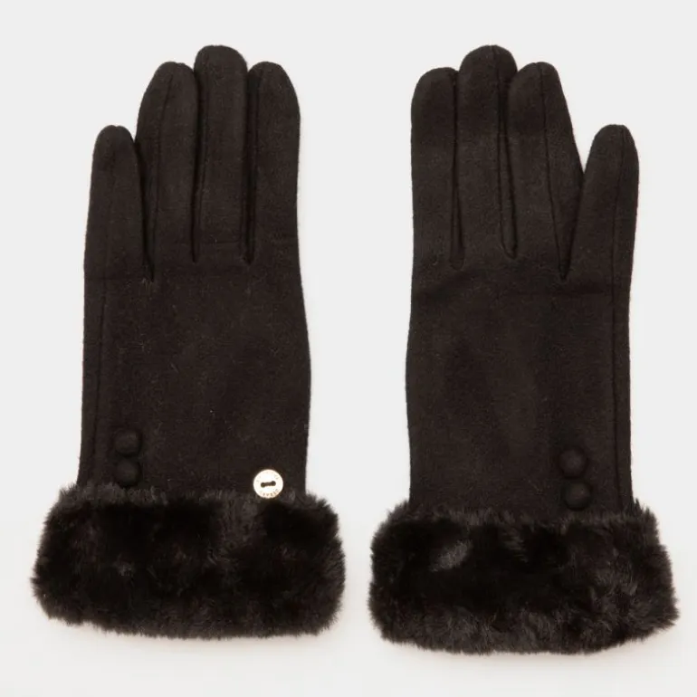 Gants laine avec fausse fourrure Femme GERARD PASQUIER