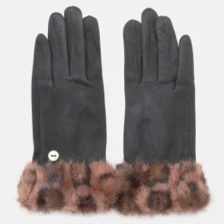 Gants tissu épais avec fausse fourrure imprimé léopard Femme GERARD PASQUIER