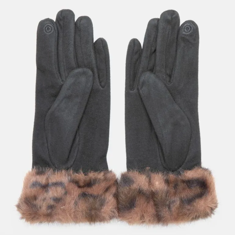 Gants tissu épais avec fausse fourrure imprimé léopard Femme GERARD PASQUIER