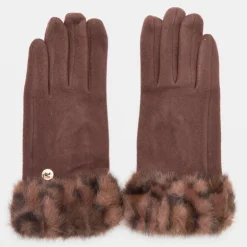Gants tissu épais avec fausse fourrure imprimé léopard Femme GERARD PASQUIER