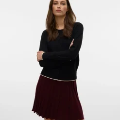 Gilet breeze col rond noir avec liseré blanc regular fit Femme VERO MODA