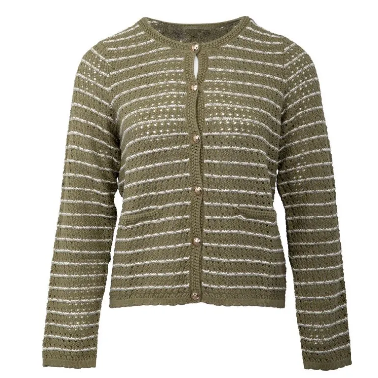 Gilet brodé à rayures bouton doré Miela Femme LA PETITE ETOILE