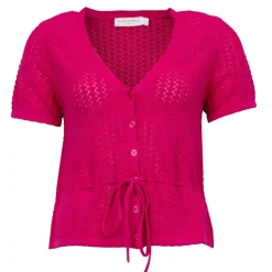 Gilet col v fuchsia manches courtes Mallory Femme LA PETITE ETOILE