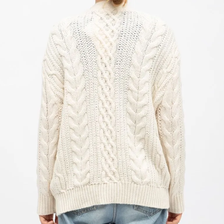 Gilet maille torsadée couleur ivoire moore Femme LA PETITE ETOILE