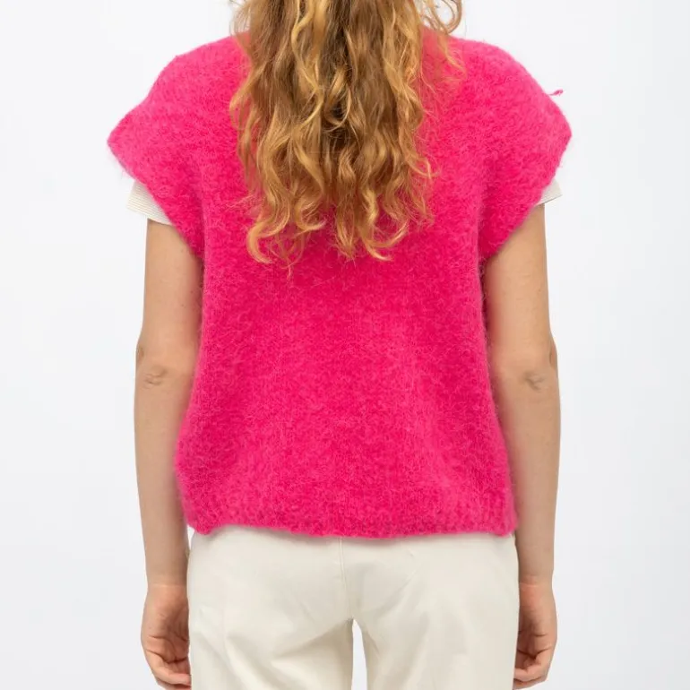 Gilet rose vibrant maille sade Femme LA PETITE ETOILE