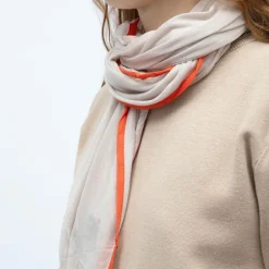 Grande écharpe légère douce 1mx2,50m avec bordure orange corail Mixte THE KOOPLES