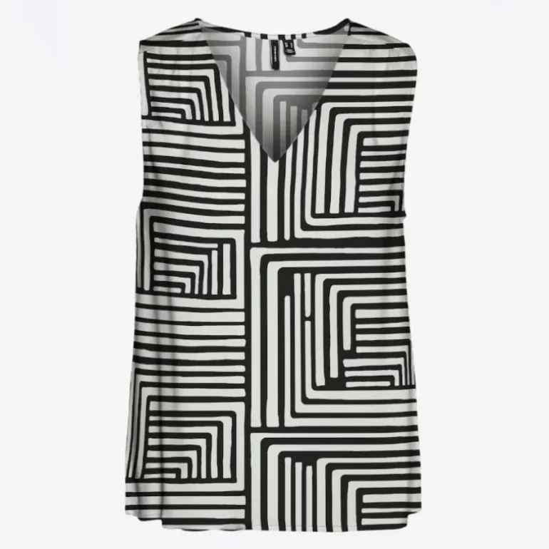 Haut basique imprimé graphique col v Femme VERO MODA