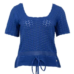 Haut bleu roi en maille à nouer col rond Mayla Femme LA PETITE ETOILE