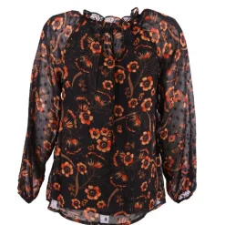 Haut blouse carlina imprimée noir et rouge Femme DEELUXE 74