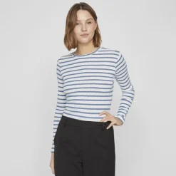 Haut col ras de cou Vivally marinière coton Femme VILA