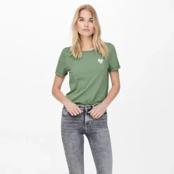 Haut col rond broderie cœur irisée Femme ONLY