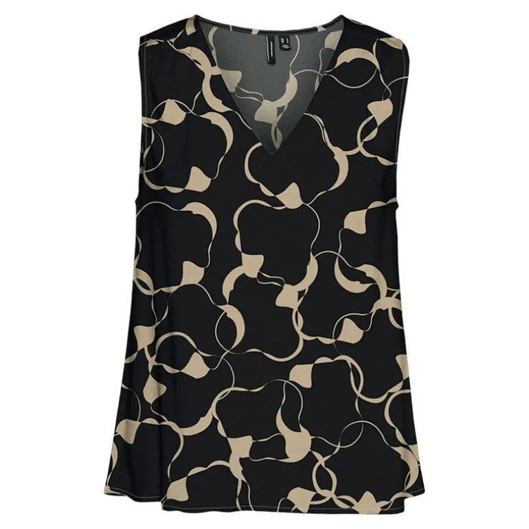 Haut col v imprimé sans manches Femme VERO MODA