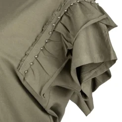 Haut manches courtes à volants kaki Femme DEELUXE 74