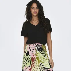 Haut manches courtes à volants uni Femme ONLY