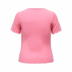 Haut manches courtes col v ourlets ondulés uni Femme ONLY CARMAKOMA