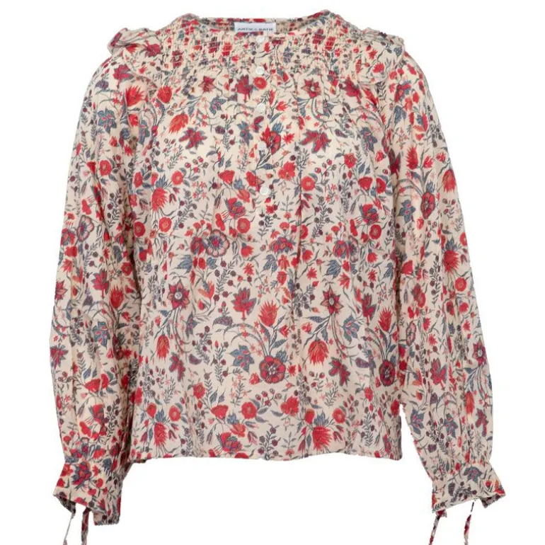 Haut manches longues annie fleurs rouges Femme ANTIK BATIK