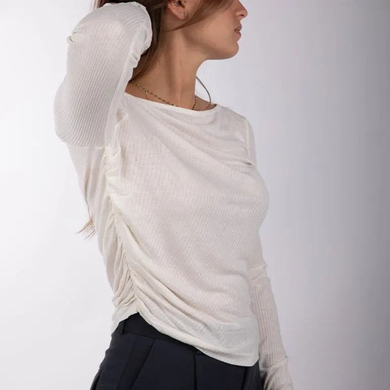 Haut manches longues transparent à plis henriette bayberry Femme ONLY