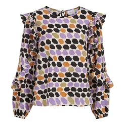 Haut ml vifisker l/s frill top /rx 14079871 Femme VILA