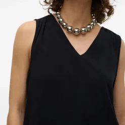 Haut noir sans manches avec col en v Femme VERO MODA
