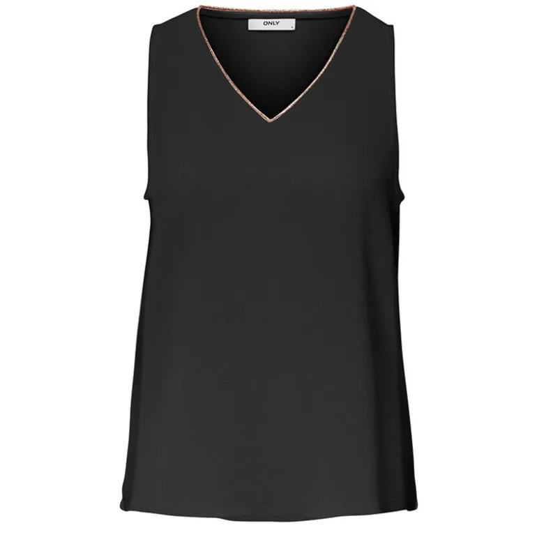 Haut sans manches col V doré Femme ONLY