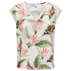 Haut sans manches col V imprimé tropical vert Femme ONLY