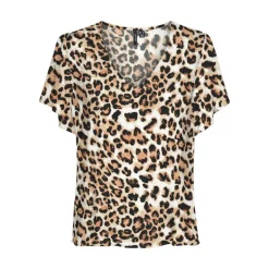 Haut tan à motif léopard manches courtes Femme VERO MODA