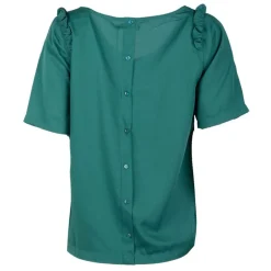 Haut uni col V volants épaules Femme DEELUXE 74