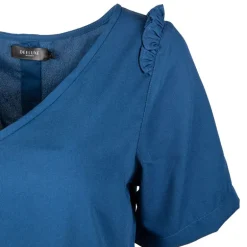 Haut uni col V volants épaules Femme DEELUXE 74