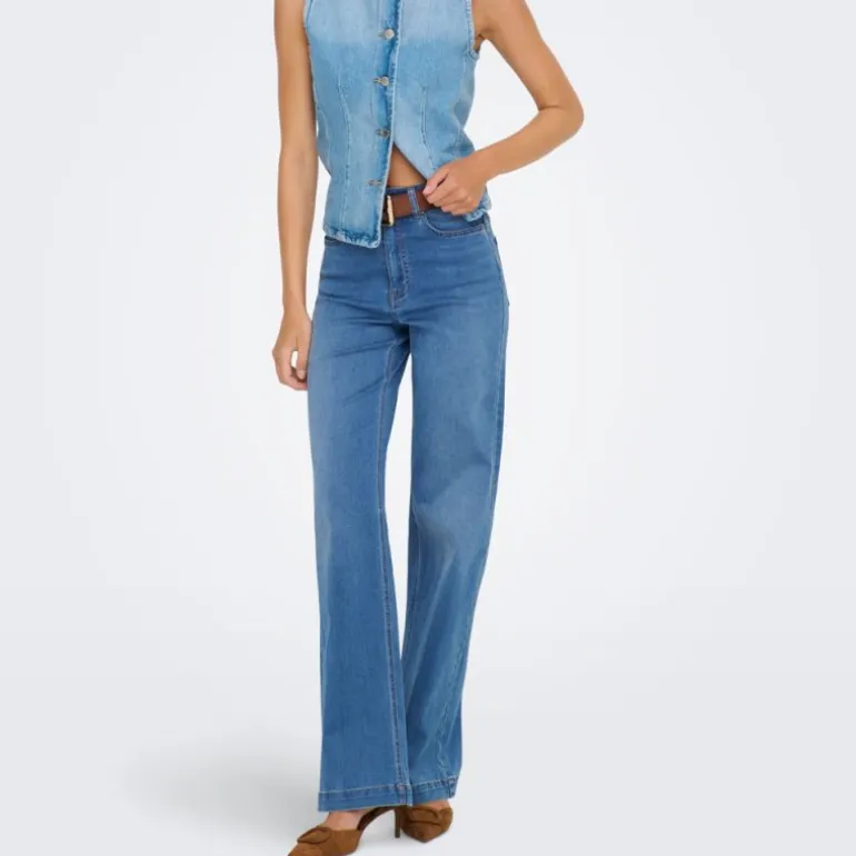 Jean denim à coupe large taille haute madison royal Femme ONLY