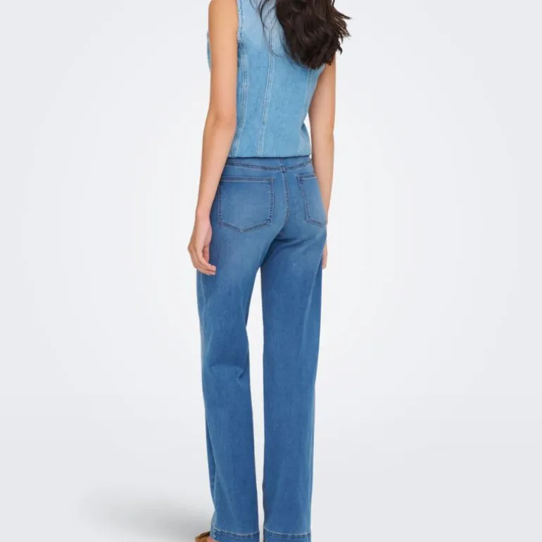 Jean denim à coupe large taille haute madison royal Femme ONLY