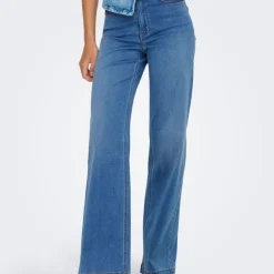 Jean denim à coupe large taille haute madison royal Femme ONLY